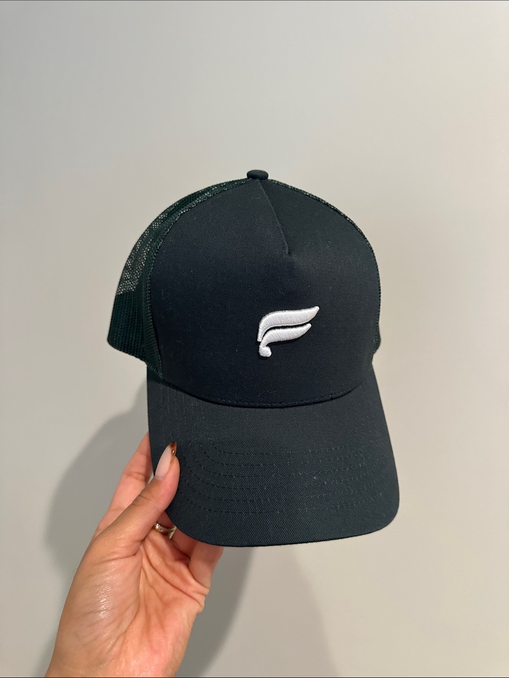 Fabletics Black Trucker Hat with White Logo